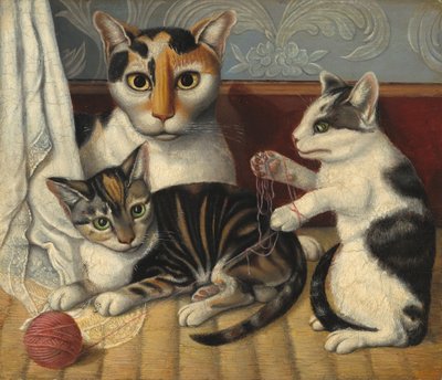 Gatto e gattini, c.1872-1883 da American School